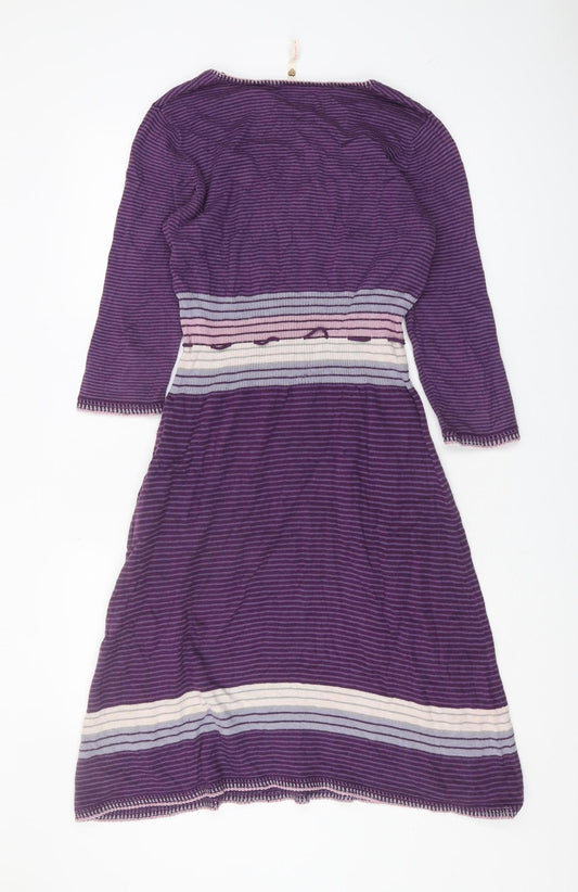 White Stuff Women’s Purple Striped Knit Pullover Jumper Size 12