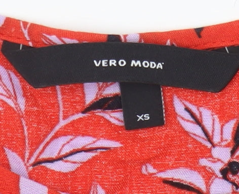 Womens UK Size XS VERO MODA Red Viscose T-Shirt