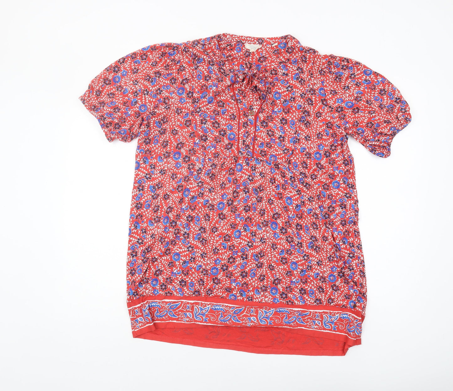 Fat Face Women's Red Floral Tunic Blouse, Size 12