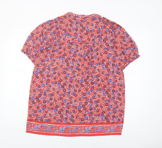 Fat Face Women's Red Floral Tunic Blouse, Size 12