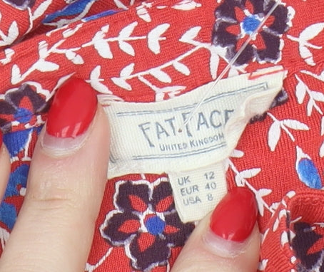 Fat Face Women's Red Floral Tunic Blouse, Size 12