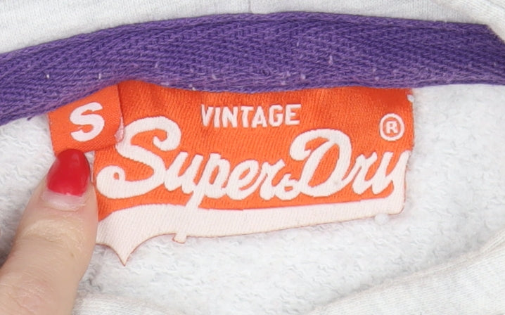 Womens UK S Regular Superdry White Pullover Hoodie