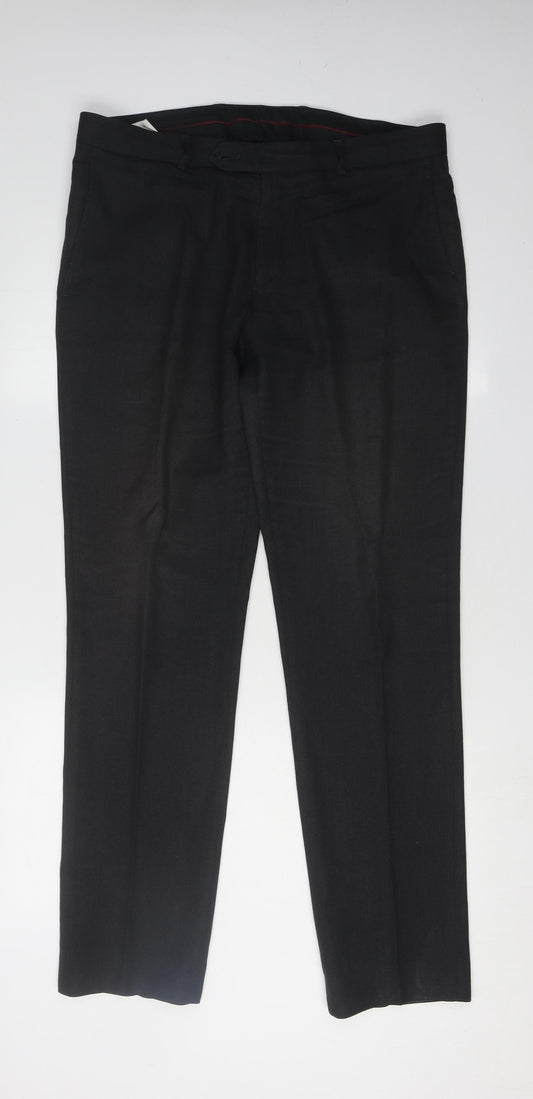 Charles Tyrwhitt Men's Black Slim Fit Wool Dress Pants