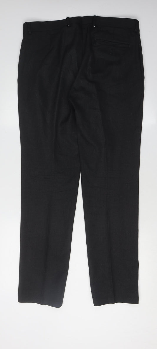Charles Tyrwhitt Men's Black Slim Fit Wool Dress Pants