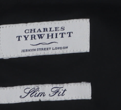 Charles Tyrwhitt Men's Black Slim Fit Wool Dress Pants