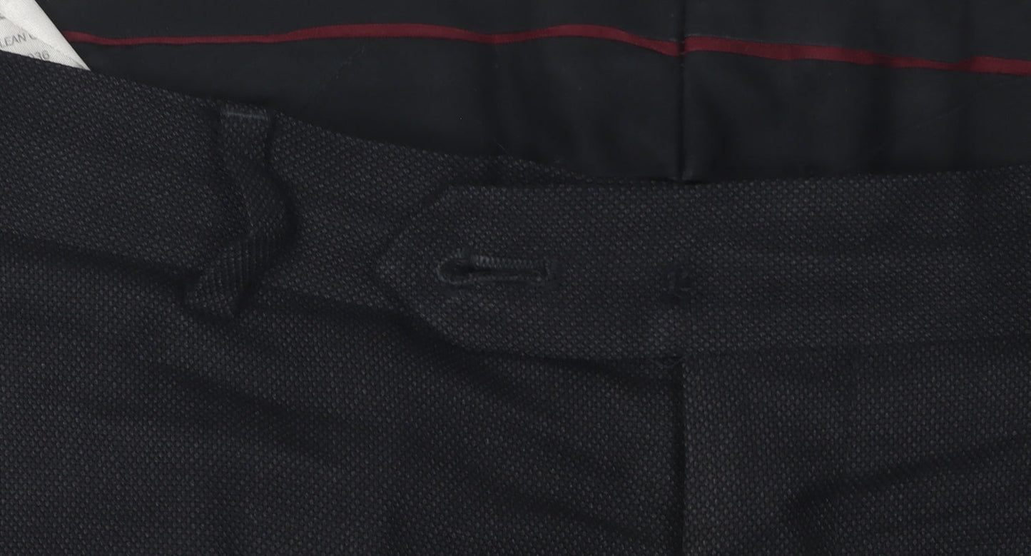Charles Tyrwhitt Men's Black Slim Fit Wool Dress Pants