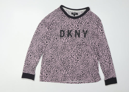 DKNY Women's Pink Animal Print Pullover Jumper, Size S