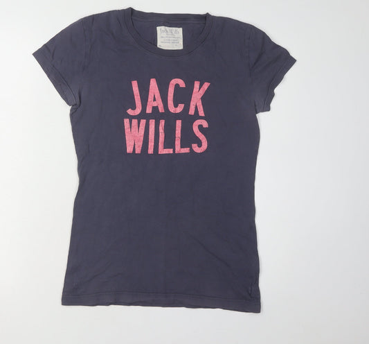 Jack Wills Women's Blue Crew Neck T-Shirt Size 10