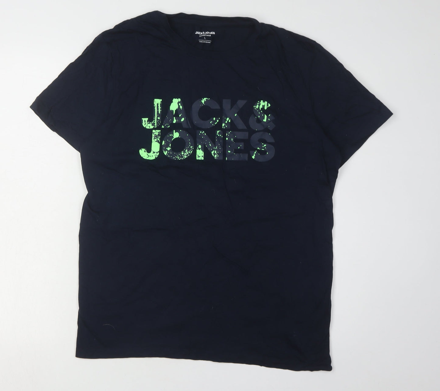 Jack & Jones Men's Black Graphic Print T-Shirt - L