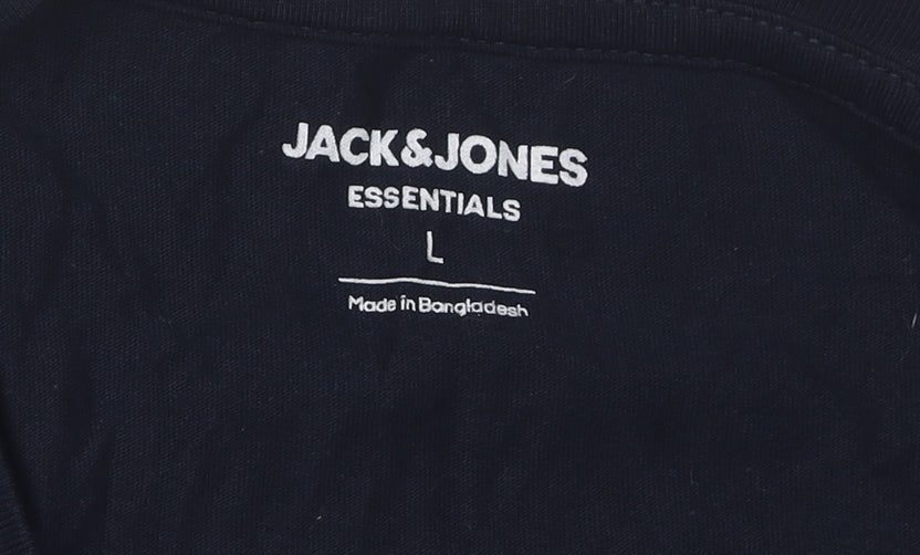 Jack & Jones Men's Black Graphic Print T-Shirt - L