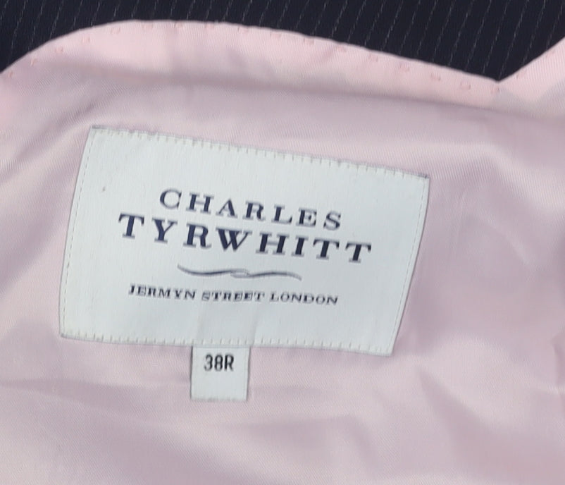 Charles Tyrwhitt Men's Blue Striped Blazer, Size 38R