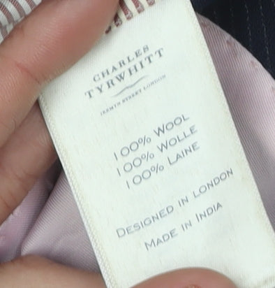 Charles Tyrwhitt Men's Blue Striped Blazer, Size 38R