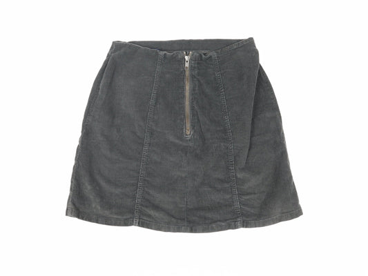 Superdry Women's Grey Corduroy A-Line Skirt XS