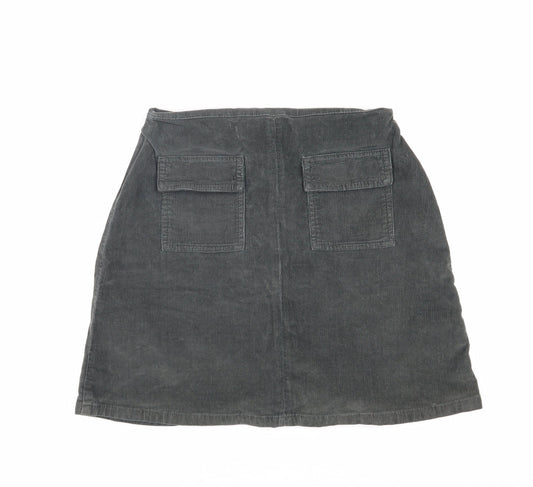 Superdry Women's Grey Corduroy A-Line Skirt XS