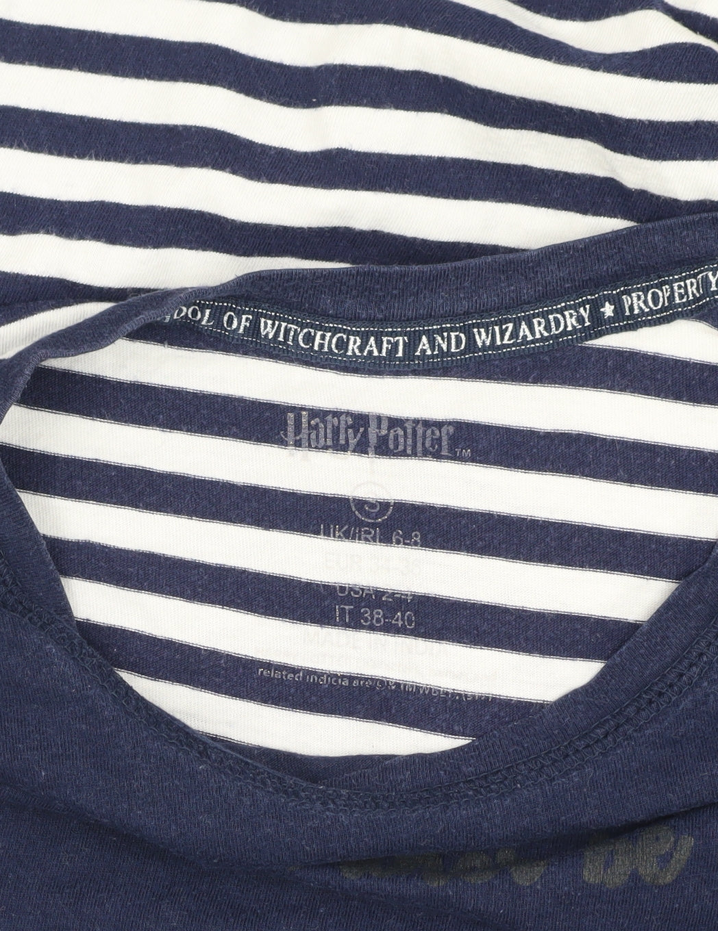 Harry Potter Teens Blue Striped T-Shirt, Size 6-8