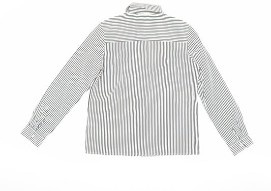 Jaeger Women's White Striped Button-Up Shirt