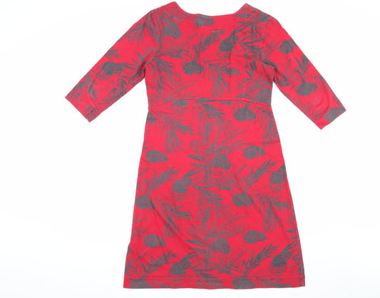 Weird Fish Women's Red Floral 3/4 Sleeve Dress