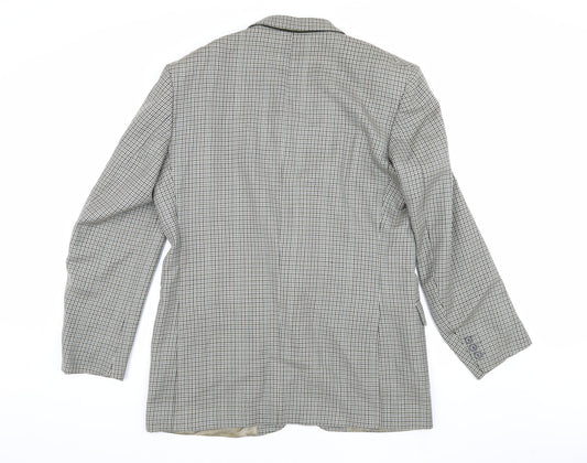 Premiere Collection Men's Grey Check Blazer 40 Long