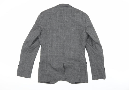 Next Men's Grey Checked Blazer 38L Long Sleeve Formal