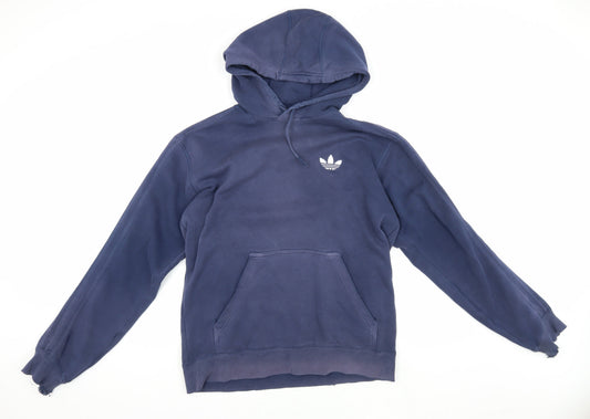 Additional front view of Adidas Men's Blue S Pullover Hoodie with Logo
