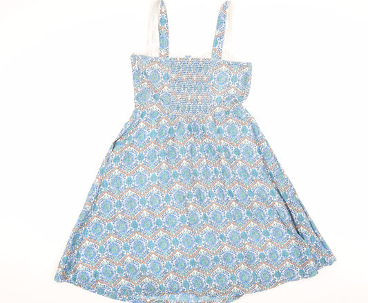 FatFace Women's Blue Floral A-Line Dress Size 10