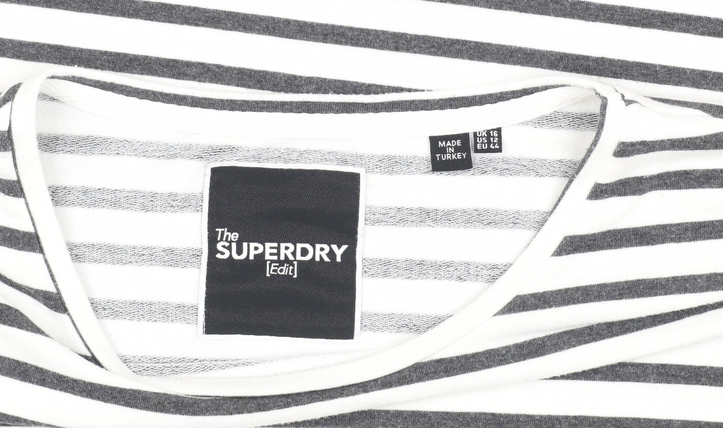 Superdry Women's Striped Long Sleeve T-Shirt, Size 16, Cotton