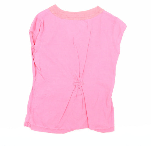 Womens UK Size M Weird Fish Pink Linen Blend Blouse