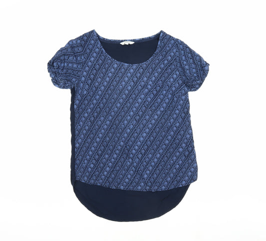 Womens UK Size 8 FatFace Blue Viscose T-Shirt