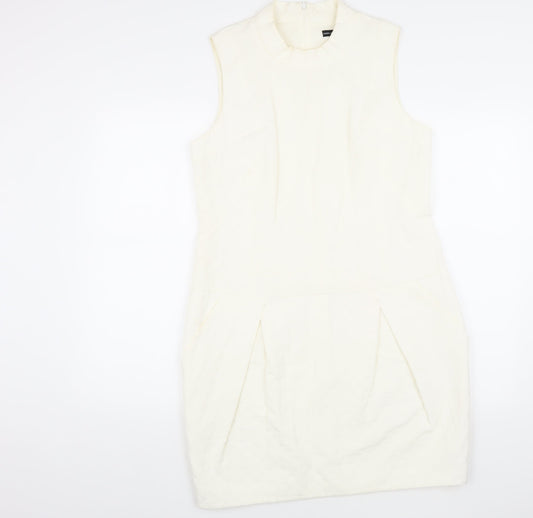 Karen Millen Women's Ivory Shift Dress Size 14