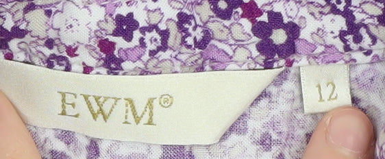 EWM Women's Purple Floral Button-Up Shirt Size 12