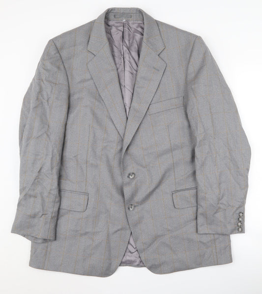 Magee Men's Grey Striped Blazer, Regular Fit, Size 44R