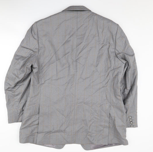 Magee Men's Grey Striped Blazer, Regular Fit, Size 44R