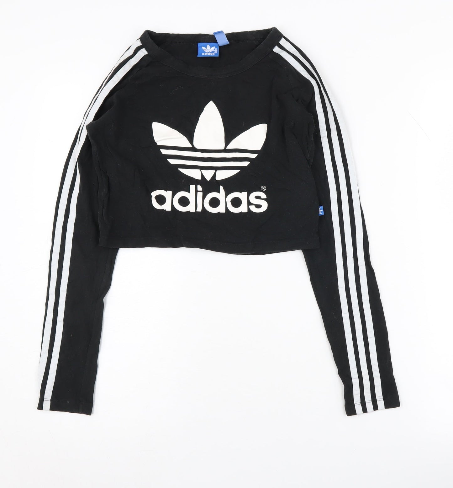 Adidas Women's Black Cropped T-Shirt Size 10