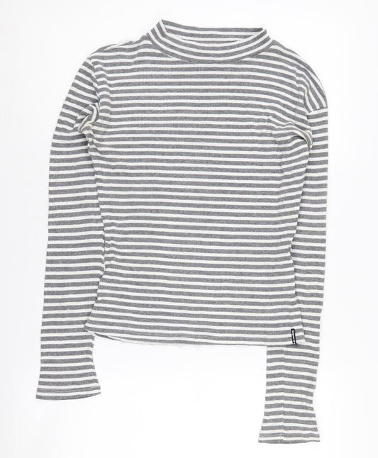 Superdry Women’s Grey Striped High Neck Top Size S
