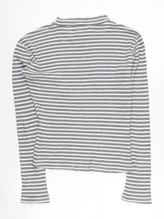 Superdry Women’s Grey Striped High Neck Top Size S
