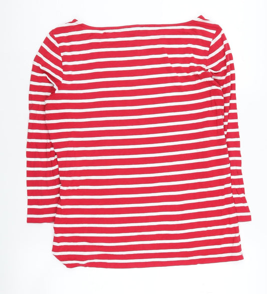 Hobbs Women's Red 3/4 Sleeve Striped Top, Size M