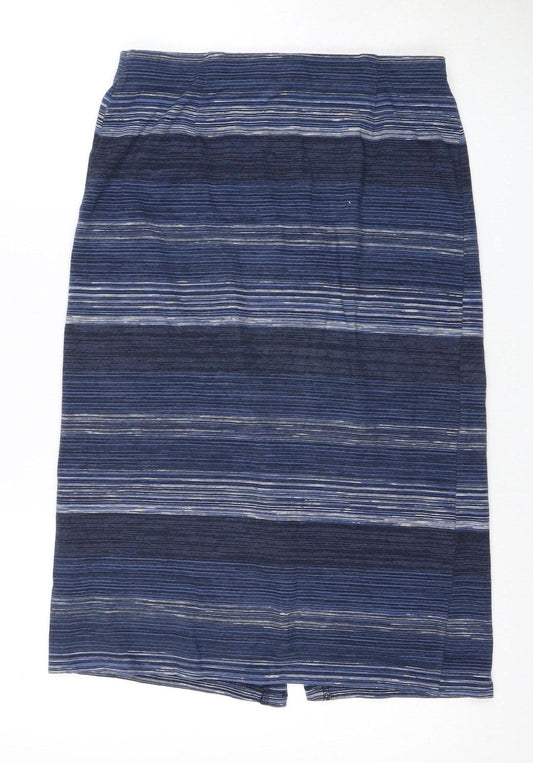 White Stuff Women's Blue Stripe Pencil Skirt Size 10
