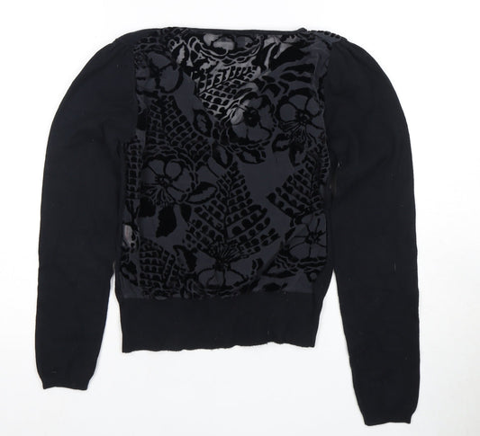 Whistles Women's Black V-Neck Floral Top S