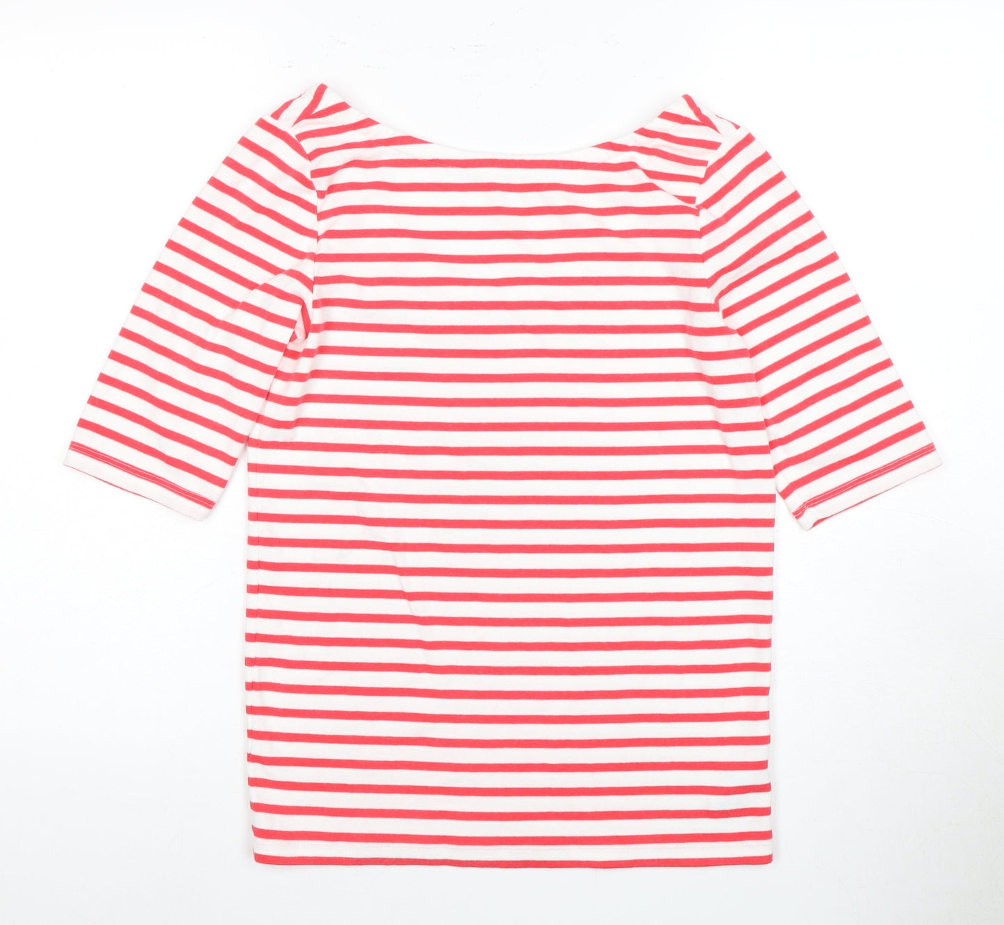 GAP Women's Red Striped T-Shirt, Size L, 3/4 Sleeve
