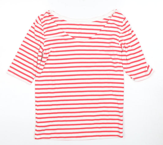 GAP Women's Red Striped T-Shirt, Size L, 3/4 Sleeve