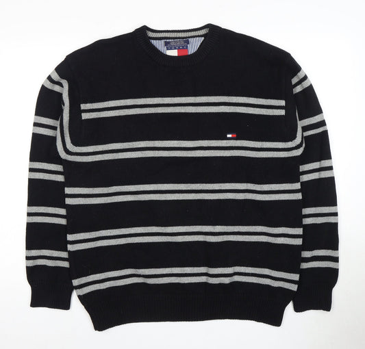 Tommy Hilfiger Men's Black XL Striped Pullover Jumper
