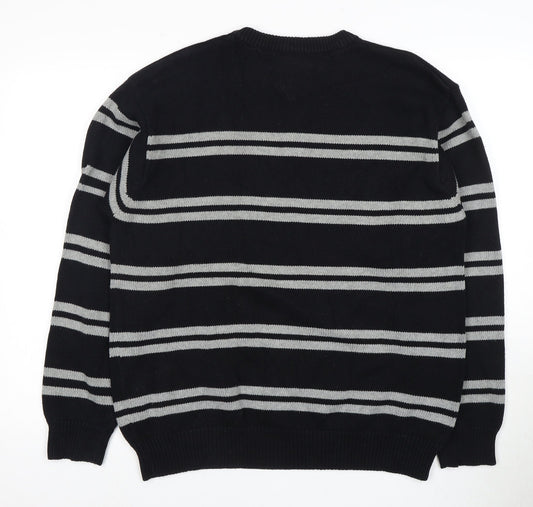 Tommy Hilfiger Men's Black XL Striped Pullover Jumper