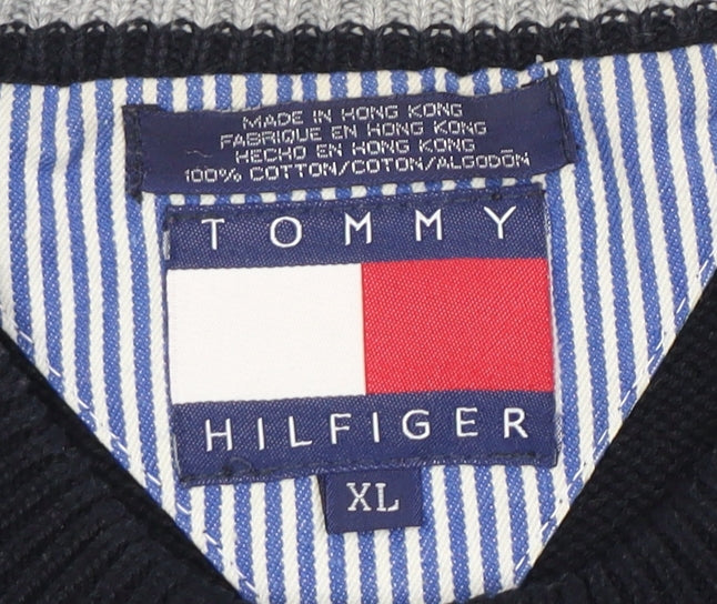 Tommy Hilfiger Men's Black XL Striped Pullover Jumper