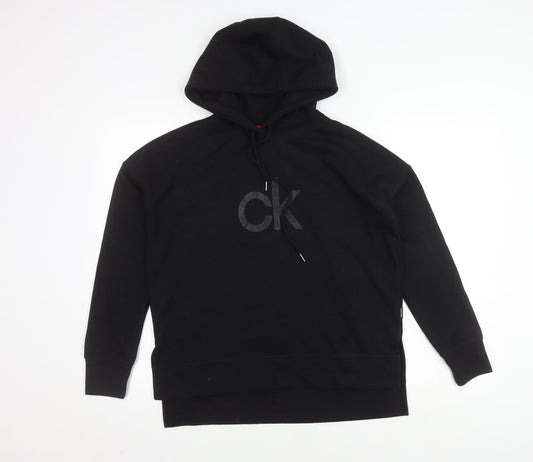 Calvin Klein Women's Black Hoodie - Size S, Logo Accents