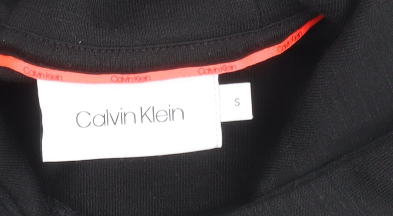 Calvin Klein Women's Black Hoodie - Size S, Logo Accents