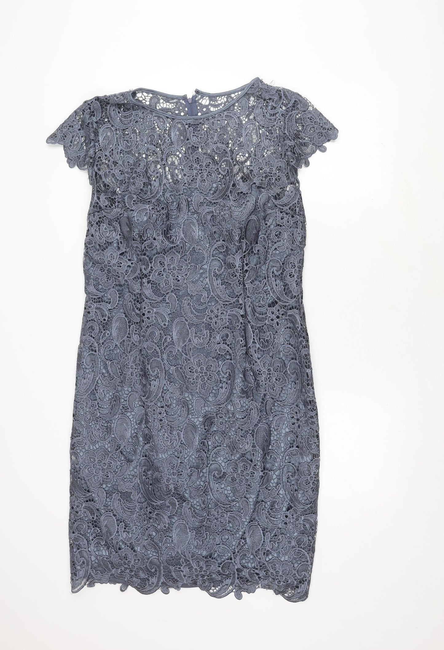 Fenn Wright Manson Women Grey Lace Sheath Dress