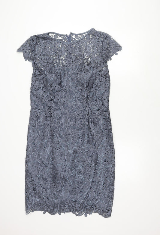 Fenn Wright Manson Women Grey Lace Sheath Dress