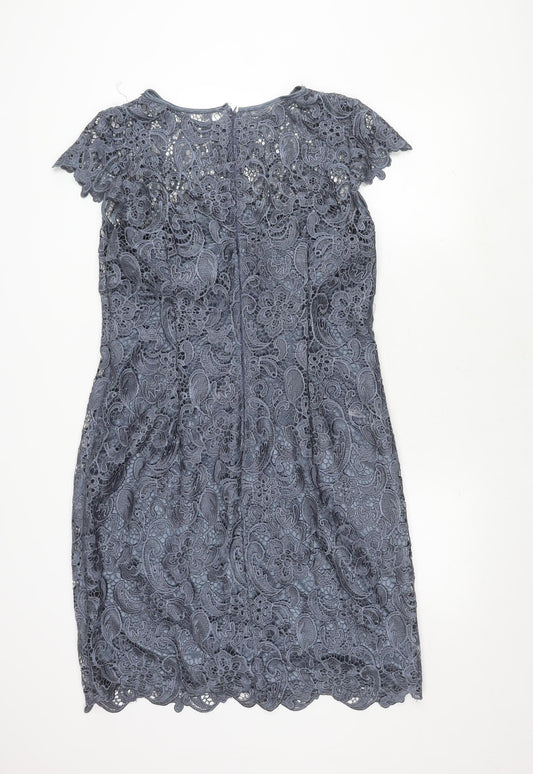 Fenn Wright Manson Women Grey Lace Sheath Dress