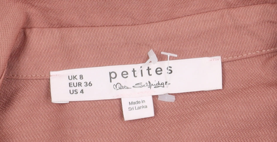 Brand and care label for Miss Selfridge Women Pink Shirt Dress UK 8 Petites