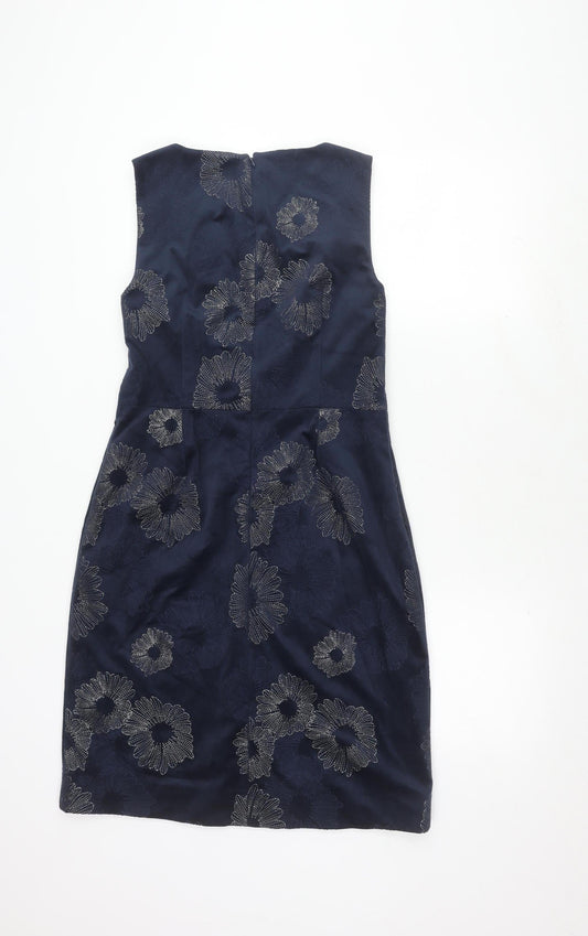 White Stuff Women's Blue Floral Sheath Dress, Size 12